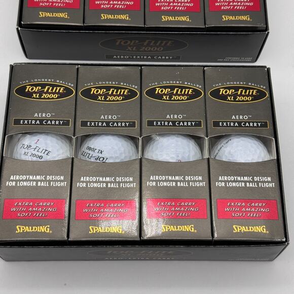 Top Flite XL 2000 Golf Balls Titanium Distance Aero Extra Carry Spalding 2 Pack - Picture 6 of 12